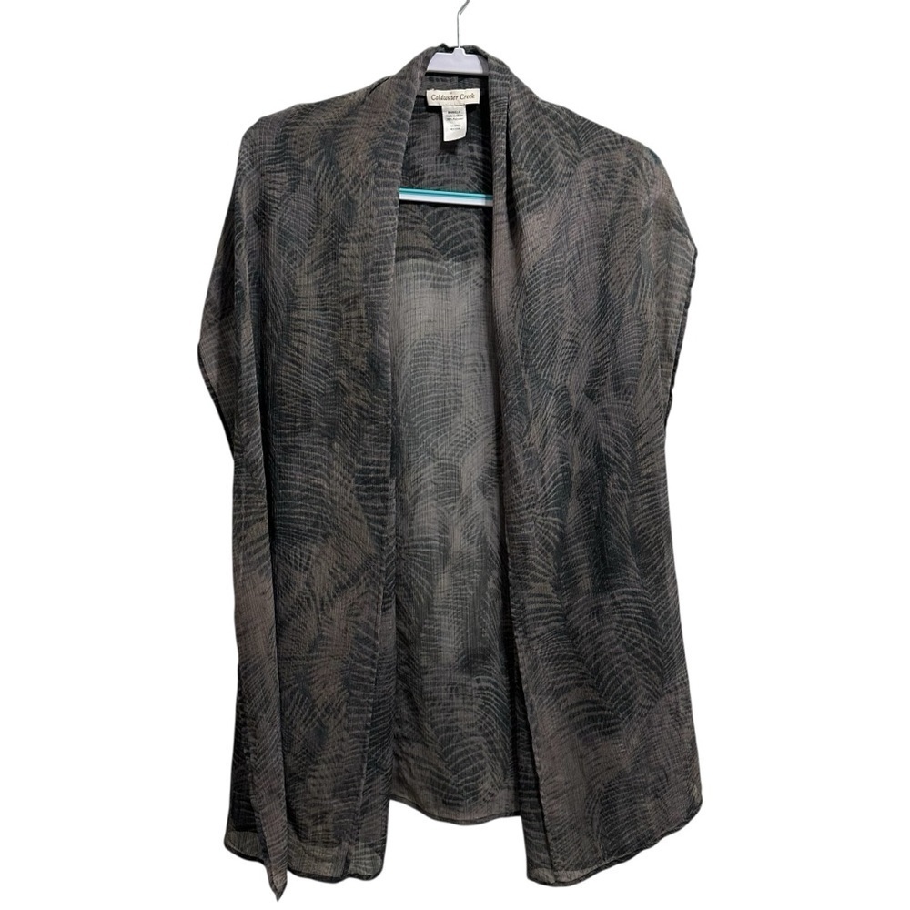 Coldwater Creek sheer tropical palm leaf print kimono in gray hue OS fits all